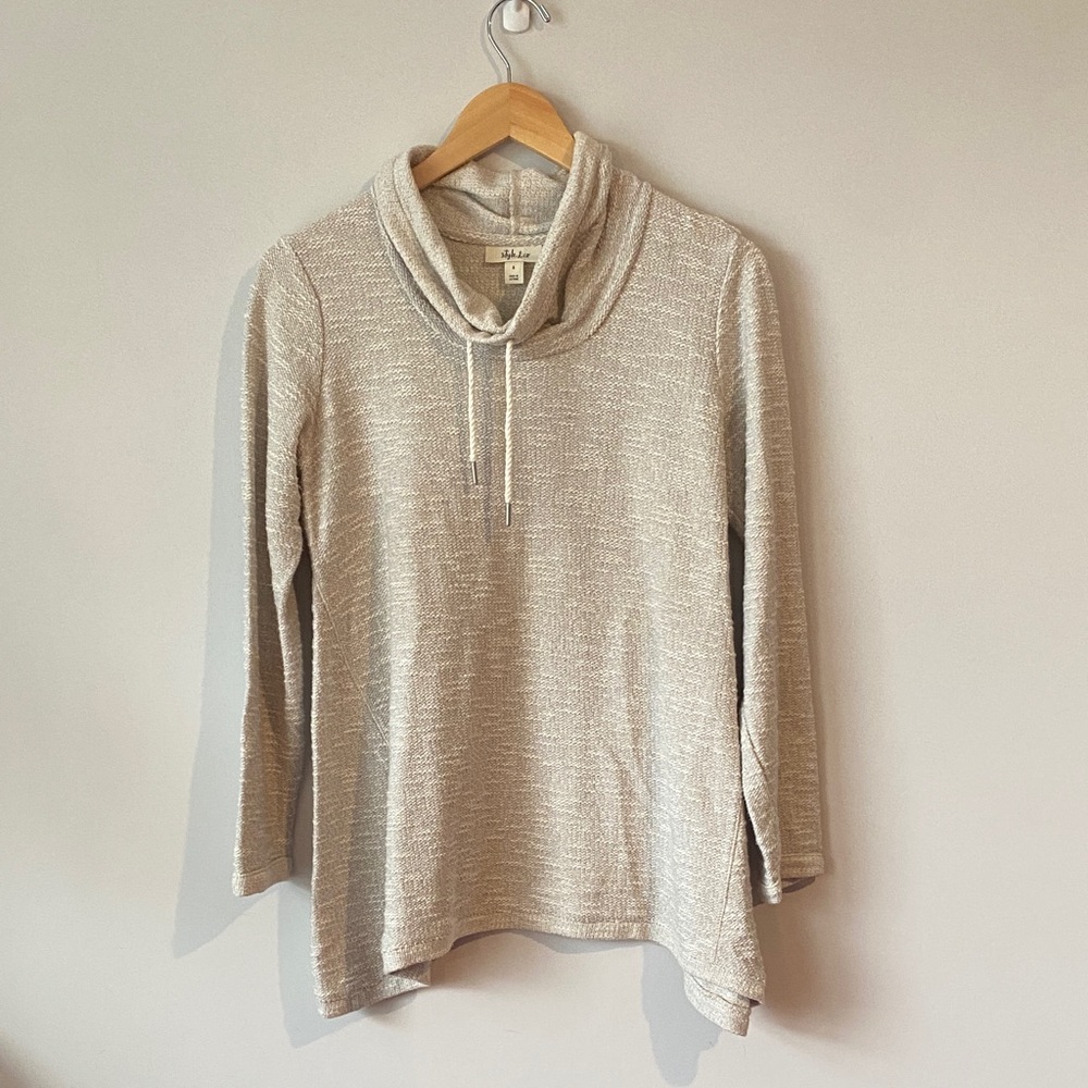 Style & Co. Beige Cowl Neck Sweater